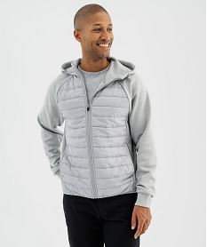 GEMO Sweat de sport à capuche zippé devant matelassé homme gris standard