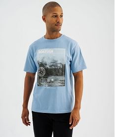 GEMO Tee-shirt à manches courtes imprimé homme - Roadsign Bleu