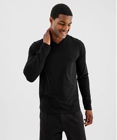 tee-shirt manches longues et col v homme noir standard tee-shirtsJ181001_4