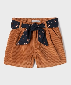 GEMO Short en velours côtelé à taille haute et ceinture à nouer fille - LuluCastagnette marron standard