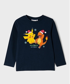 GEMO Tee-shirt manches longues spécial Noël garçon - Pokemon Bleu