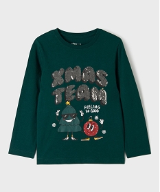 GEMO Tee-shirt manches longues spécial Noël garçon Vert