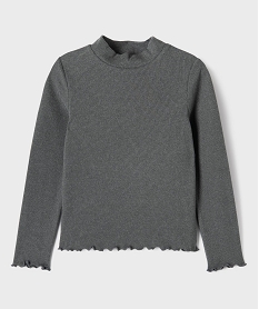 GEMO Tee-shirt manches longues chaud finitions froncées fille gris standard