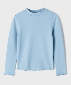 GEMO Tee-shirt manches longues chaud finitions froncées fille bleu standard