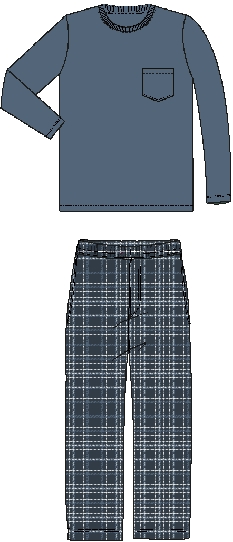 GEMO Pyjama avec pantalon à carreaux homme bleu standard