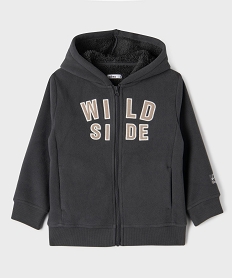 GEMO Sweat zippé à capuche doublé sherpa garçon[MISSING] Gris