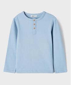 GEMO Tee-shirt manches longues chaud col tunisien garçon bleu standard