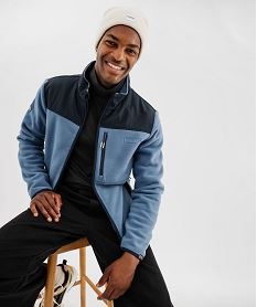 GEMO Sweat zippé en polaire avec col montant homme - Roadsign Bleu