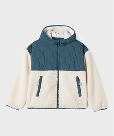 GEMO Sweat zippé à capuche bi-matières garçon Beige