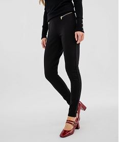 GEMO Legging élégant à plis et fausses poches zippées femme noir standard