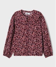 GEMO Chemise à motifs fleuris et col Claudine fille Violet