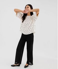 pantalon large en maille ajouree femme noir standard pantalonsJ200601_4