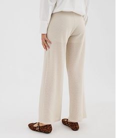 pantalon large en maille ajouree femme beige pantalonsJ200801_2