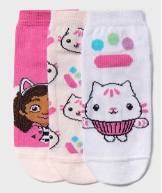 GEMO Chaussettes courtes à motifs chats fille (lot de 3) - Gabby’s Dollhouse Rose