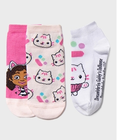 chaussettes courtes a motifs chats fille (lot de 3) - gabby’s dollhouse rose chaussettesJ244901_2