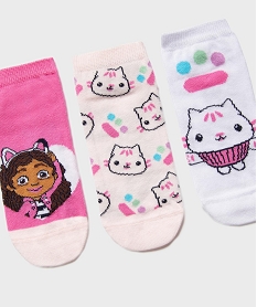 chaussettes courtes a motifs chats fille (lot de 3) - gabby’s dollhouse rose chaussettesJ244901_3