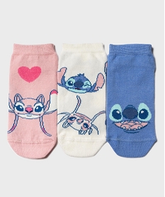 GEMO Chaussettes courtes imprimées fille - Stitch (lot de 3) bleu standard