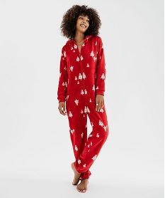 combinaison pyjama en maille douillette special noel femme rouge standard pyjamas ensembles vestesJ274801_2