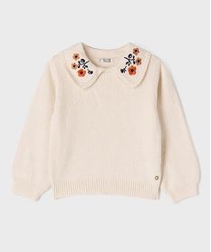 GEMO Pull col Claudine brodé fille - LuluCastagnette Beige