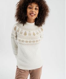 pull jacquard paillete et duveteux special noel beige pullsJ278801_4