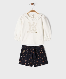 GEMO Ensemble 2 pièces tee-shirt et short bébé fille - LuluCastagnette Beige