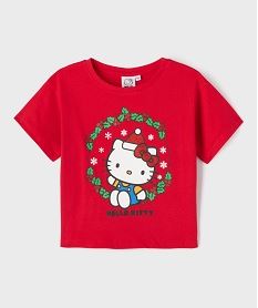 GEMO Tee-shirt manches courtes spécial Noël motif chaton fille - Hello Kitty rouge standard