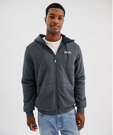 GEMO Sweat zippé à capuche avec doublure sherpa homme - Roadsign Bleu