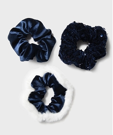 GEMO Chouchous en velours et sequins (lot de 3) Bleu