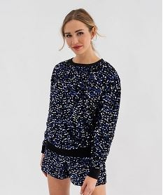 GEMO Sweat en velours à sequins femme noir standard