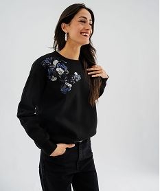 GEMO Sweat à motifs sequins femme noir standard