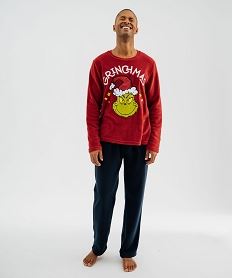 pyjama de noel en velours et polaire imprime le grinch homme rouge standardJ286501_4