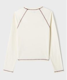 tee-shirt manches longues coupe courte imprime fille beige tee-shirtsJ289401_3