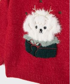 pull de noel en maille douce et chaude bebe fille rouge standardJ298801_2