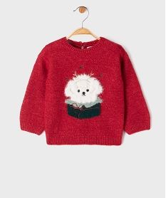 pull de noel en maille douce et chaude bebe fille rouge standardJ298801_4