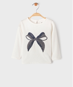 GEMO Tee-shirt manches longues avec sequins brodés bébé fille Blanc