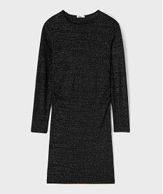 GEMO Robe manches longues coupe courte et ajustée en maille pailletée fille noir standard