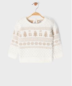 GEMO Pull de Noël à motifs pailletés bébé fille Beige