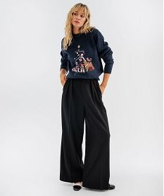 pull de noel avec motifs chiens brodes femme bleu pullsJ301101_4