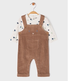 GEMO Ensemble 2 pièces bébé garçon salopette en velours et body manches longues marron standard