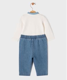 ensemble 2 pieces jean et body bebe garcon - lulucastagnette bleuJ306001_4
