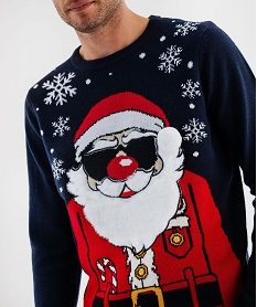 GEMO Pull de Noël à motifs en relief homme Bleu