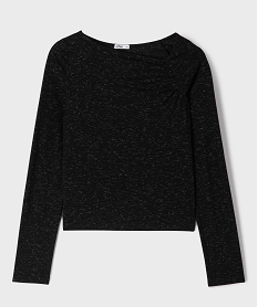 GEMO Tee-shirt manches longues à col froncé fantaisie fille noir standard
