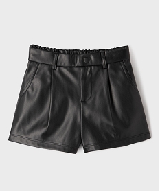 GEMO Short ample en cuir imitation à taille élastiquée fille noir standard