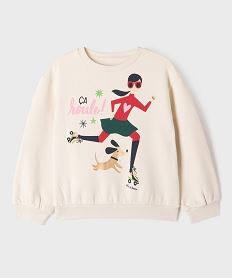 GEMO Sweat en molleton imprimé fille - Gémo X Lulu la Nantaise Beige