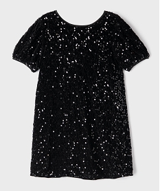 GEMO Robe courte à manches courtes ballons et sequins fille noir standard
