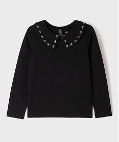 GEMO Tee-shirt à manches longues et grand col fantaisie fille noir standard
