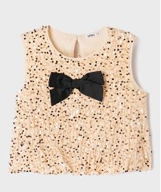 GEMO Blouse de cérémonie en velours avec sequins brodés fille dore