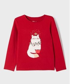 GEMO Tee-shirt manches longues à sequins brillants fille rouge standard
