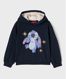 GEMO Sweat à capuche doublée sherpa avec motif Stitch fille - Disney Bleu