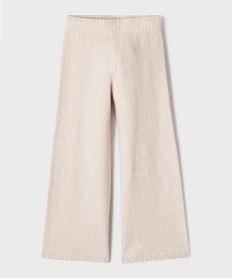 GEMO Pantalon en maille douillette coupe large fille beige standard